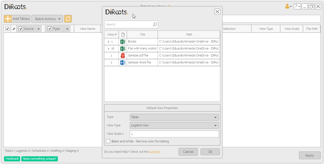 TableGen selecting data to import